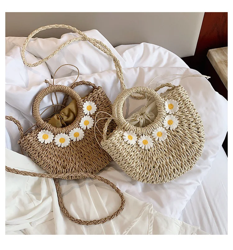 

Flower Vase Handbag Big Purses Bolsos De Mano Straw Beach Bag Boho Crochet Rattan Drew Bag Straw Bags