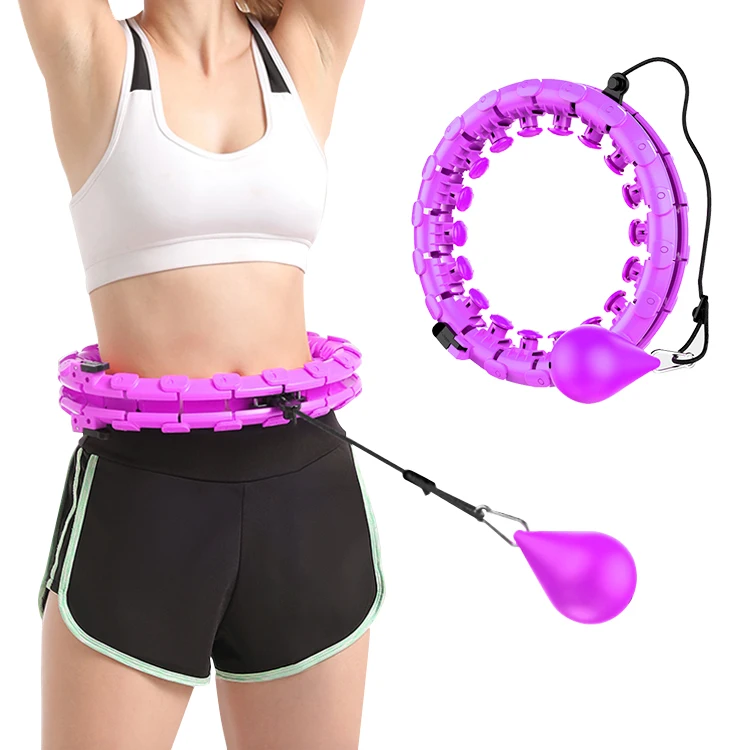 

24 Detachable Knots Assembly Fitness Weighted Smart Hoola Hoops for Adults Exercise, Pink,blue,purple
