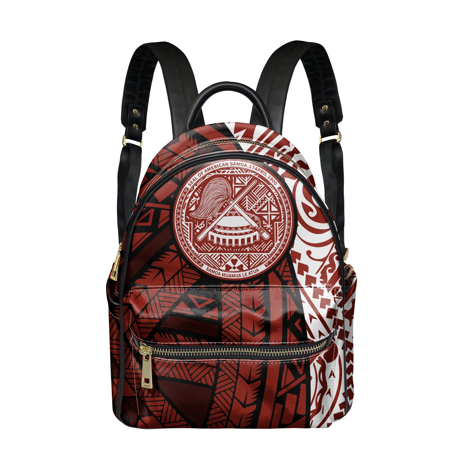 

Samoa Logo Custom Polynesian Tribal Print Ladies Backpack Pu Leather Purse Fashion Casual Travel Large School Shoulder Bags, Customized color