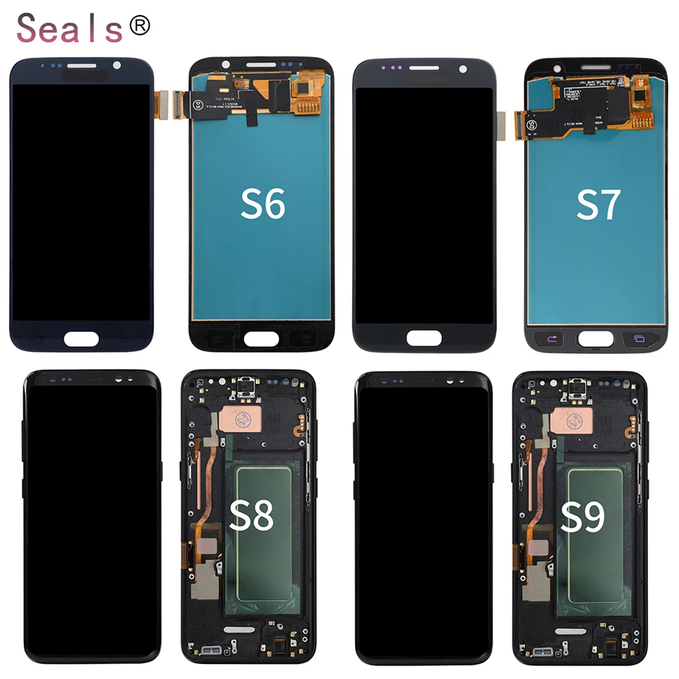 

s20 ultra lcd display accosseries for samsung galaxys6 s7 s9 s8plus screen touch s8 oled lcd, Black/white