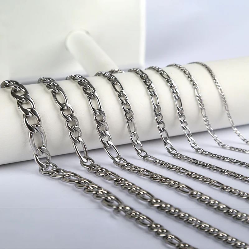 

XuQian 3mm/4mm/4.5mm Stainless Steel Figaro Cuban Link Necklace Chain