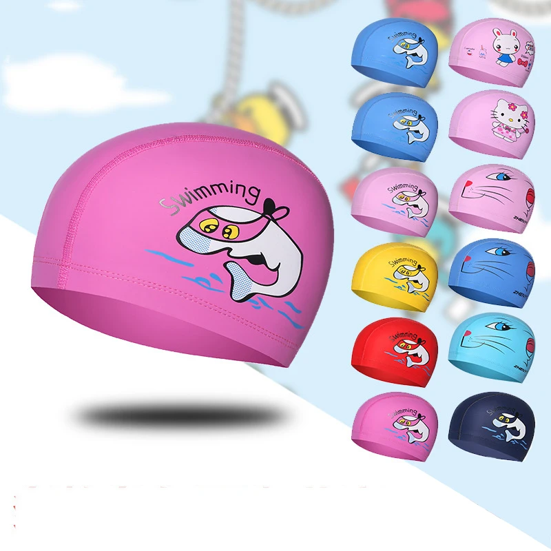 

Factory direct sales cartoon custom print PUE children swimming cap, See page for details