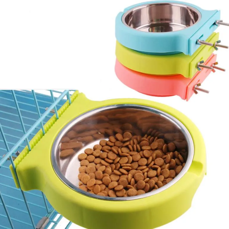 

New Design Hang Cat Bowl Stainless Steel Food Water Bowl For Dog Cats, Blue,green,pink