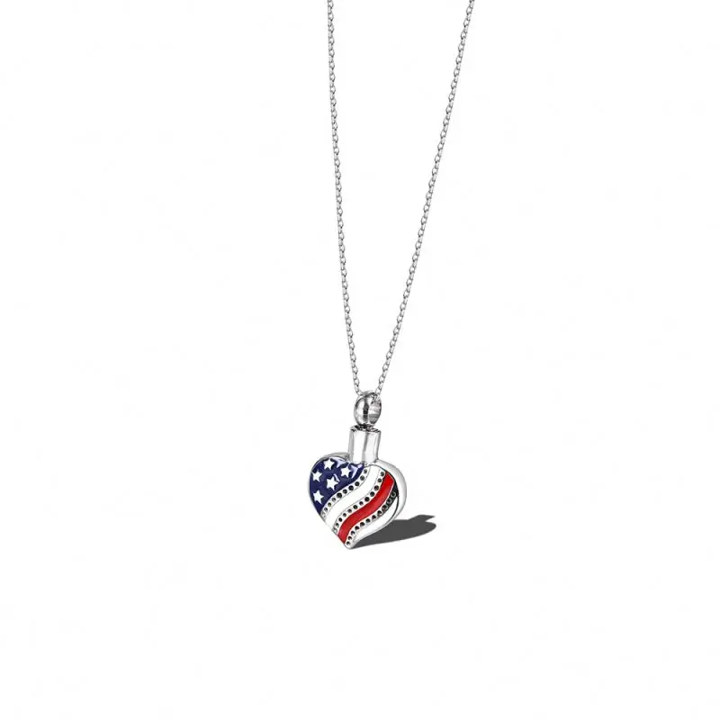 

Joacii Heart American Flag Necklace Commemorative Urn Pet Cremation Ashes Perfume Bottle Jewelry Series