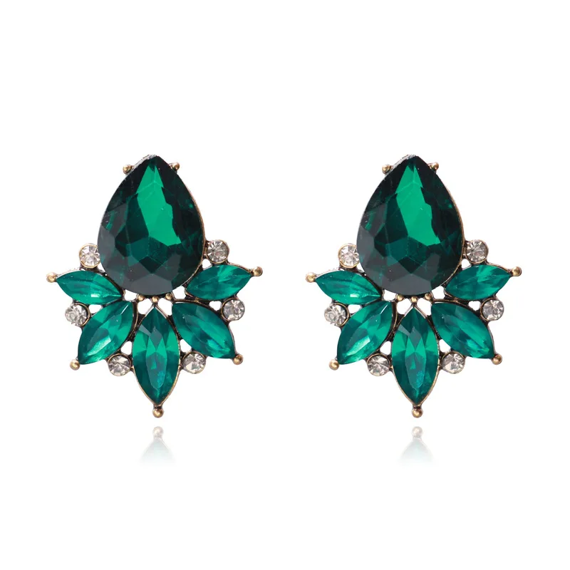 

Transparent Crystal Stone Drop Earrings Rhinestone Decoration Clear Green Stone Dangle Earrings Trendy Women Party Earrings
