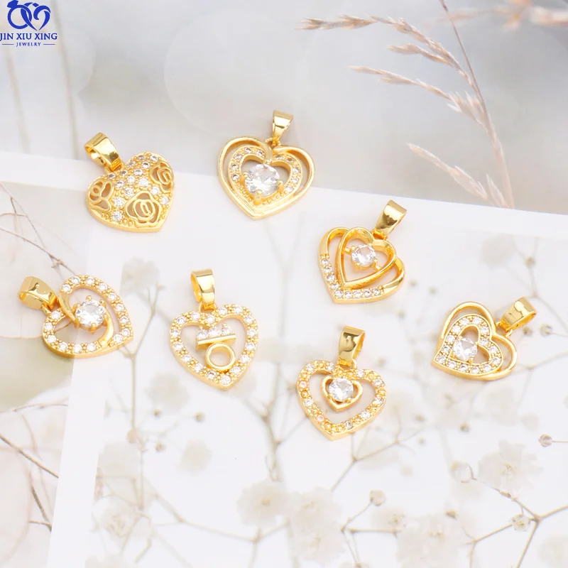 

Jxx Jewelry Pendants Gold Plated Wholesale Findings Crystal Diamond Suppliers Luxury Heart Pendant Necklace, 24k gold