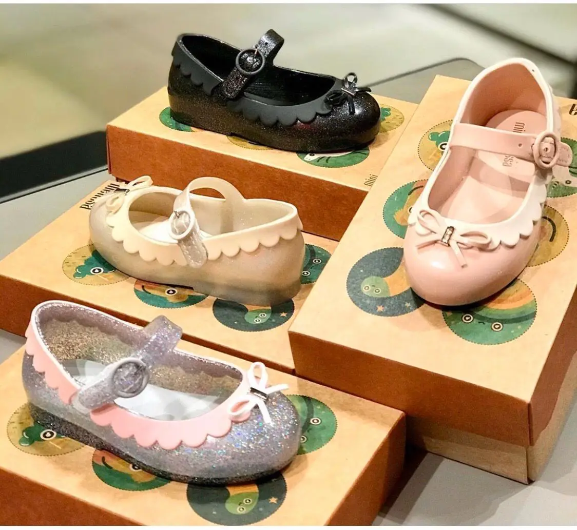 

Mini Cute kids jelly bowknot lace round toe beach shoes, Picture