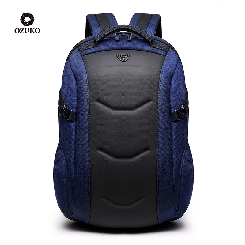 

Ozuko 8980 Customize Fashion Bagpack School Bag Hardshell Neoprene Motorcycle Backpack Mochilas-Juvenil Impermeable Para Camara, Black/blue/grey