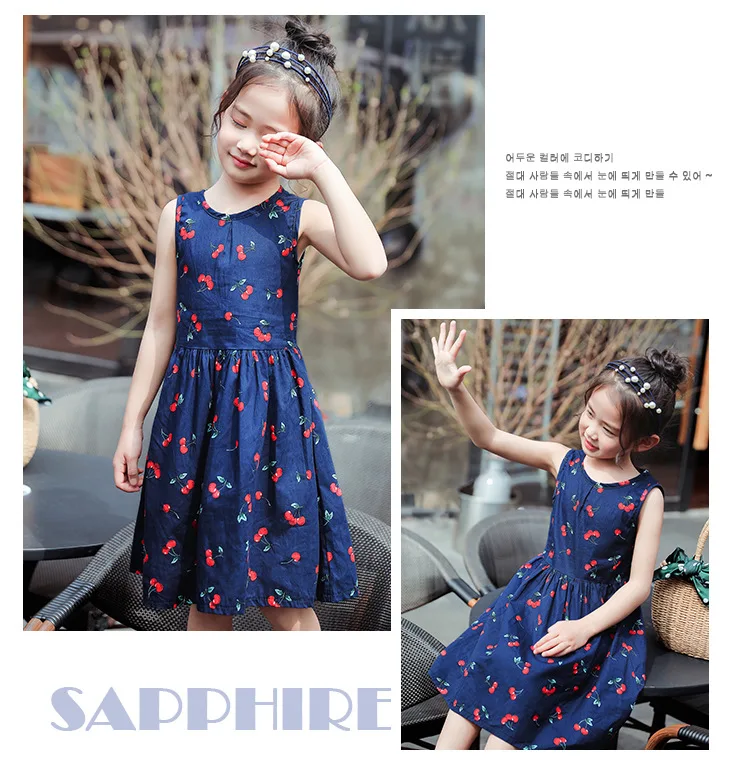 100%cotton hot night summer casual fashion design floral printing  baby girl kids dresses