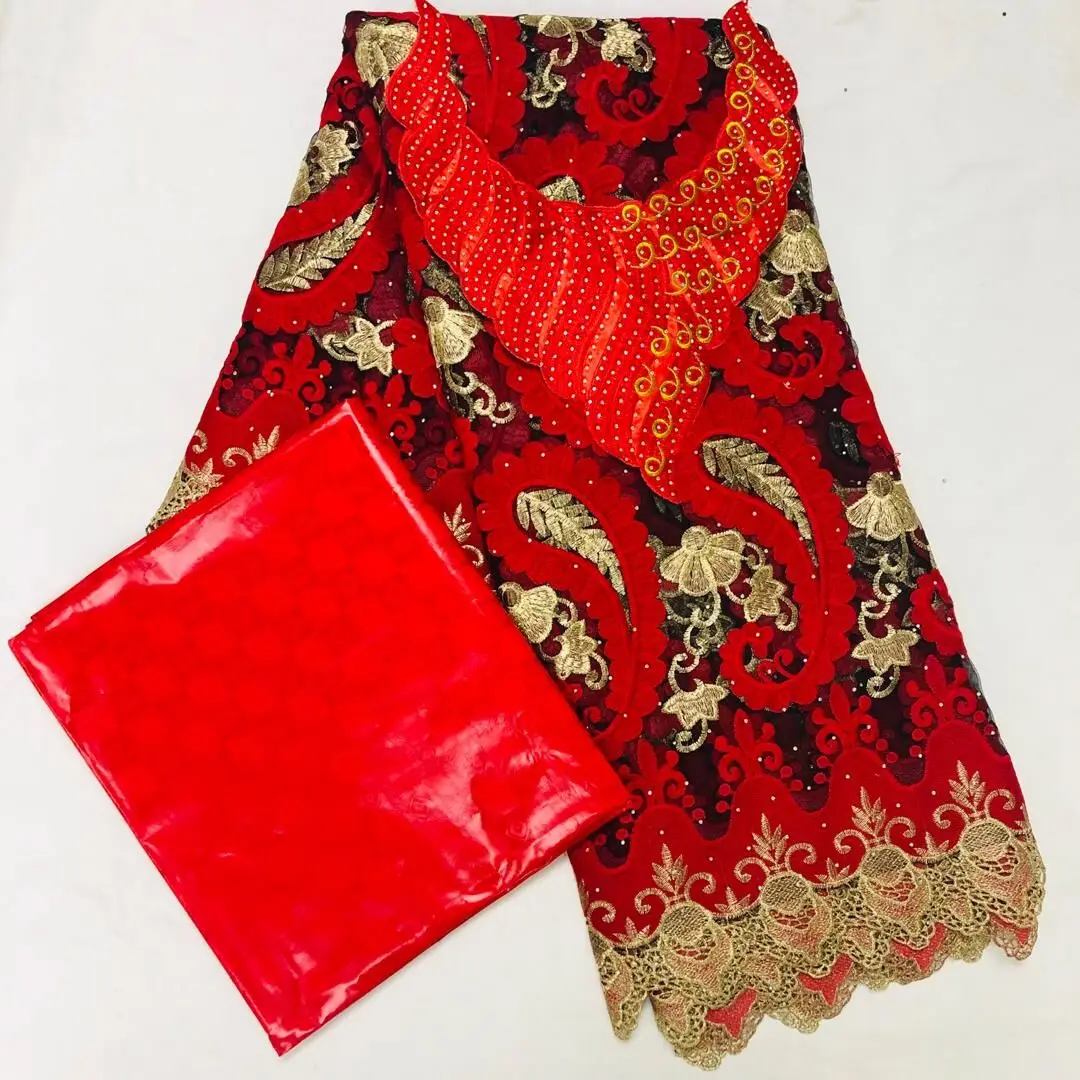 
African swiss voile lace fabric 2.5yards +2.5yards french net lace fabric for blouse 