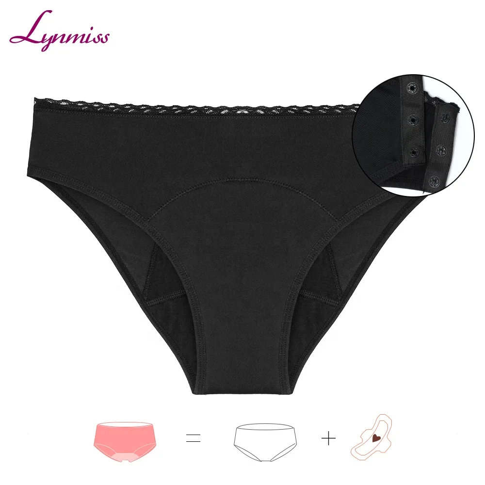 

LYNMISS Bikini Period Panties With Button Suitable For Teens Lace Underwear Leakproof Women Menstrual Panties