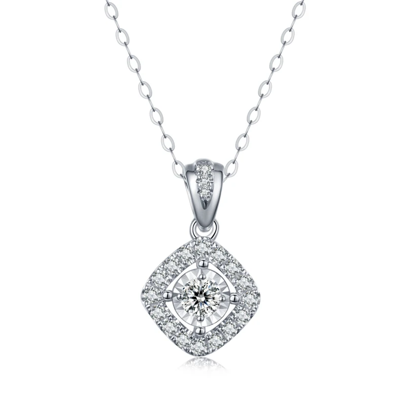 

New Design Custom Size Office Fashion Women 18K pure white gold Plated diamond pendant