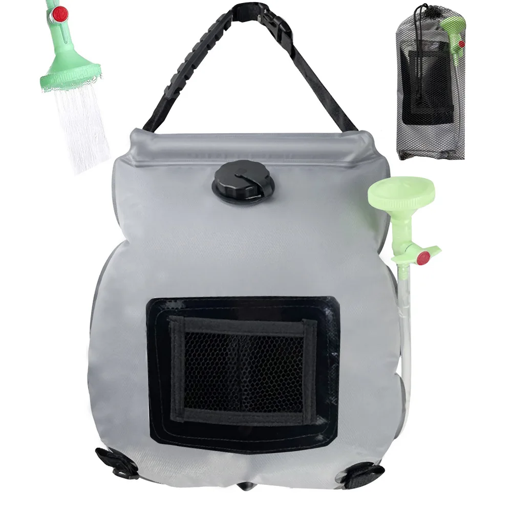 

Sale 5 Gallons Camping Mini Outdoor Heated Travel Custom Gift Tote Hanging Solar Powered 20L Mesh Pvc Man Bag Portable Shower, Army green, black, grey or royal blue