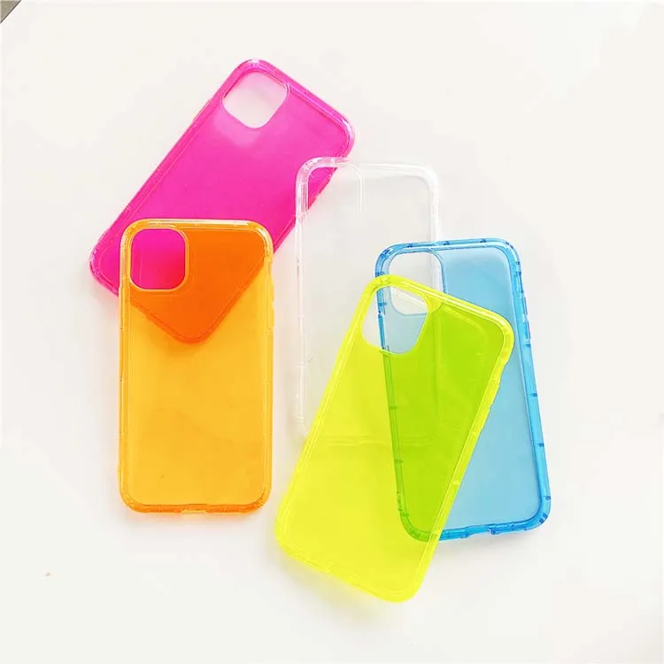 

Universal custom fluorescent color crystal clear 1.5mm TPU transparent phone cover case for samsung galaxy j4 plus / j415