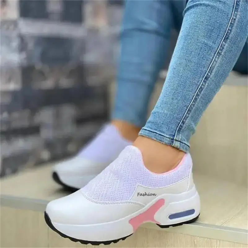 

MAXCHASE New large size casual pumps women's platform wedge flying woven stitching slip-on sports women's shoes