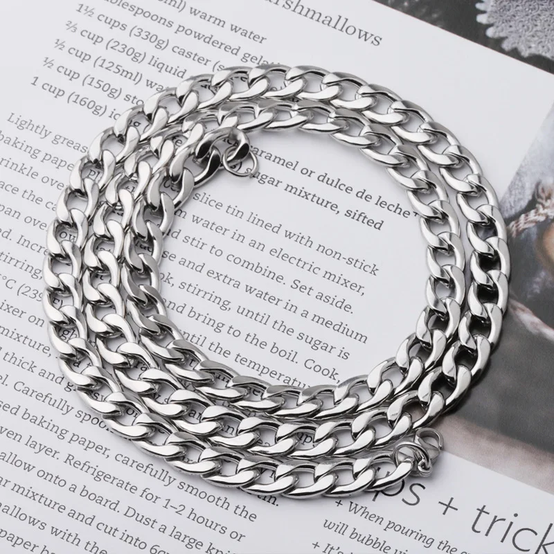 

2.7mm 55cm Length Hiphop Punk Silver Tone Stainless Steel Cuban Chain Necklace Chain Jewelry For Necklace