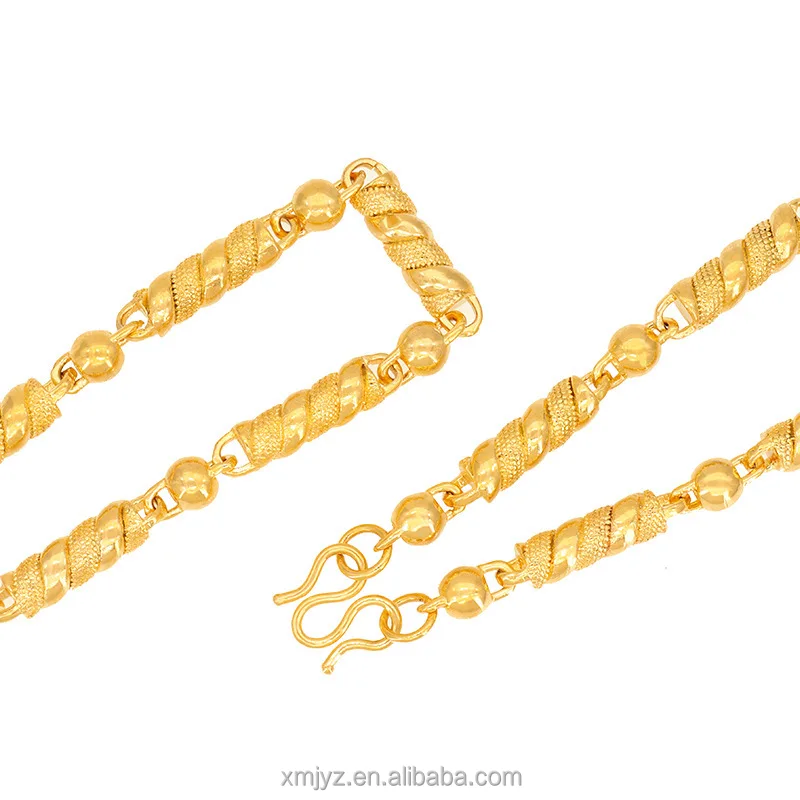 

Vietnam Shajin Round Ball Dragon Column Men'S Necklace Fashion Gold Copper Gold Plated Long-Lasting Color Dragon Necklace