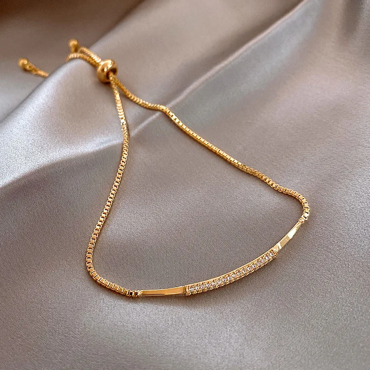 

fashion trendy jewelry real gold plated adjustable tennis bracelet