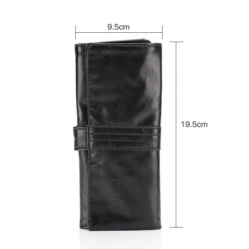 

Wholesale PU Leather Makeup Brush Roll Packaging Bag with Custom Logo