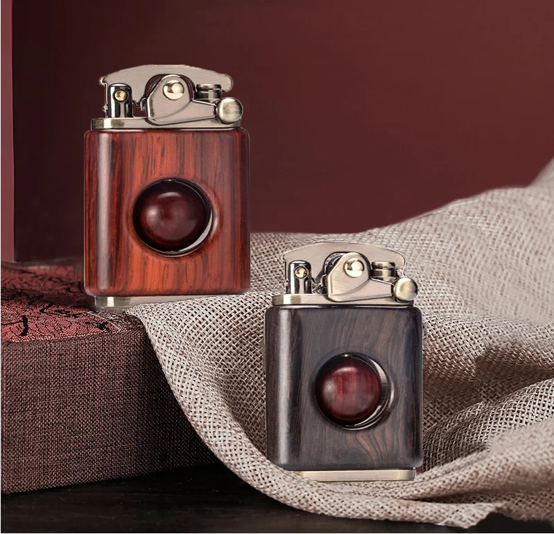 

Kerosene lighter windproof rosewood retro wood personality creative cigarette lighter pure copper wood high quality lighter