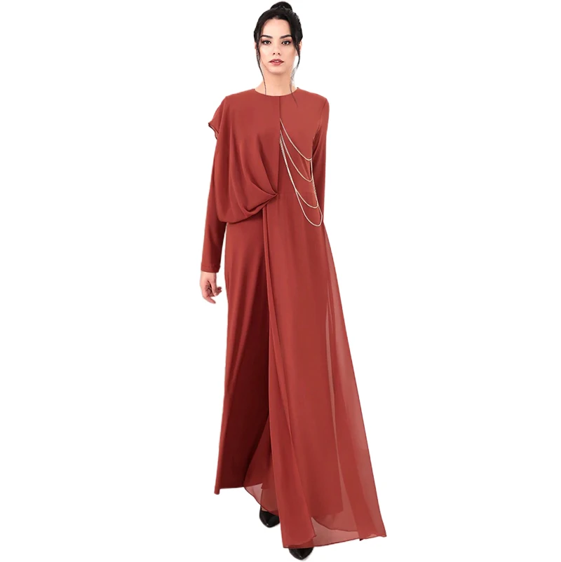 

New Design Muslim Romper Jumpsuit One Piece Evening Dresses Soft Chiffon Plain Dresses High Quality Muslim Dress Women Chiffon, Picture show