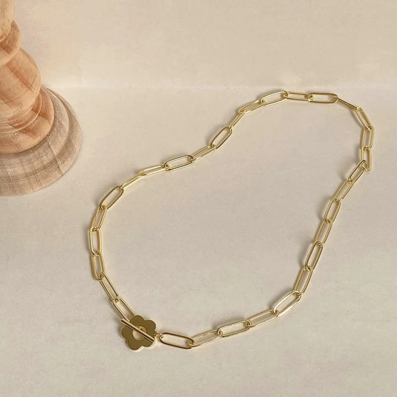 

fashion jewelry trendy 2020 flower gold necklace chain