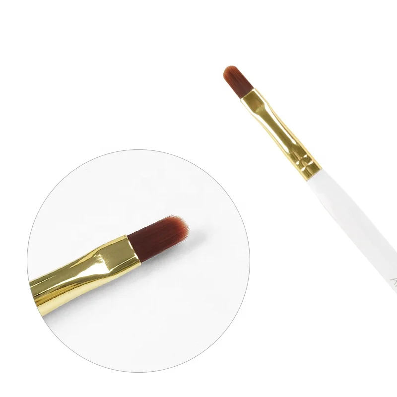 Professional Wood Handle Nylon Hair & Nail Art Painting Pen White Flat Square Liner Brush for Gel Brush Applications BW4-1