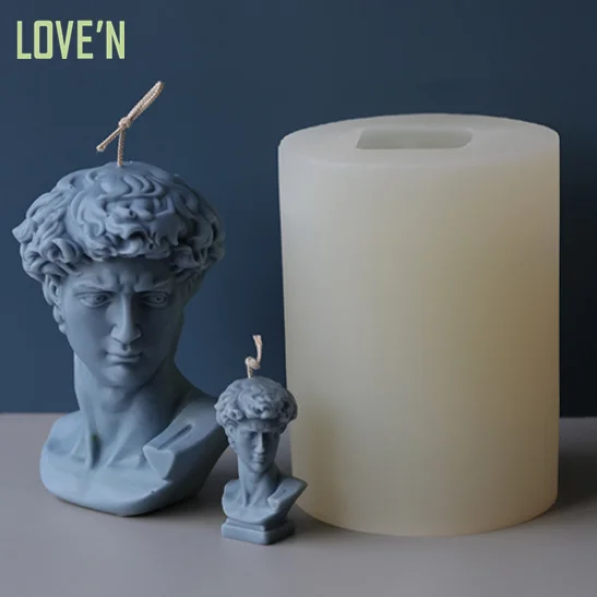 

LOVE'N custom LV0123S plaster Portrait Wax sculpture David Head Candle silicone mold