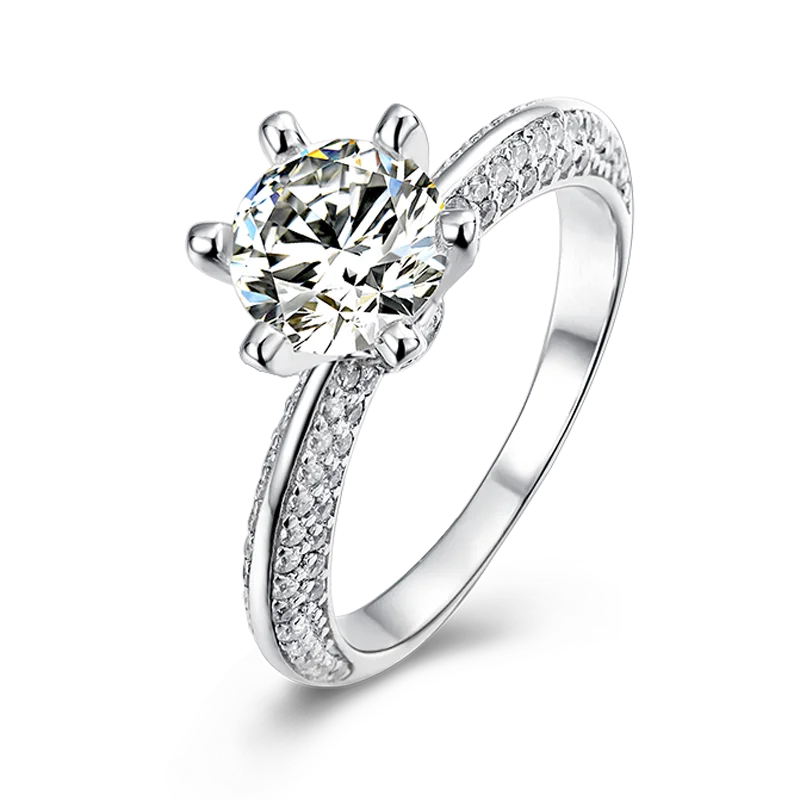 

Fashionable new S925 silver plated platinum Moissanite diamond luxury statement rings for women, Super white