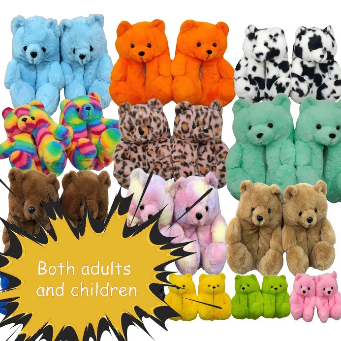 

2020 Cheap teddy bear Slippers brown Indoor Lady Shoe Women House Slipper Plush For Girls