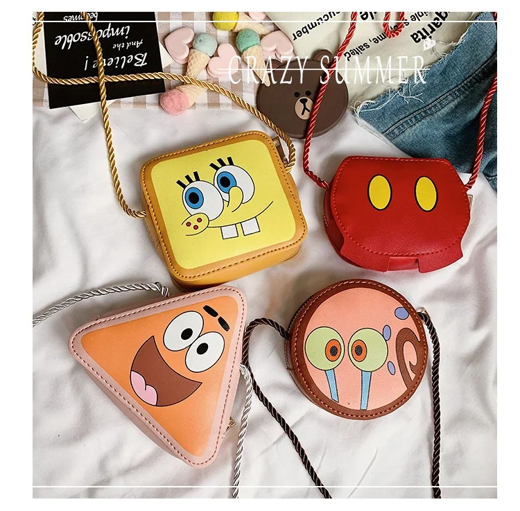 

Children Mini Yellow Cartoon Fabric Woman Kid SpongeBob Handbag For kid