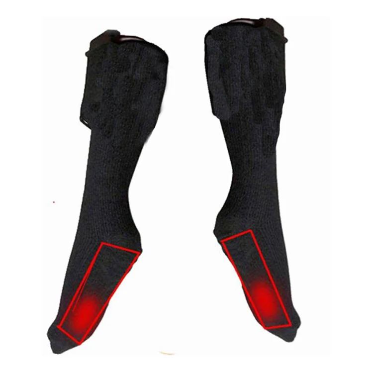 

DDA1830 Outdoor Sports Hiking Ski Mittens Men Warm Long Electrical Heating Sock Winter Thermal Rechargeable Battery Heated Socks, Black