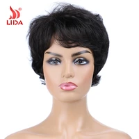 

Lida Brazilian human hair wig casual short curly Natural 6435 wig