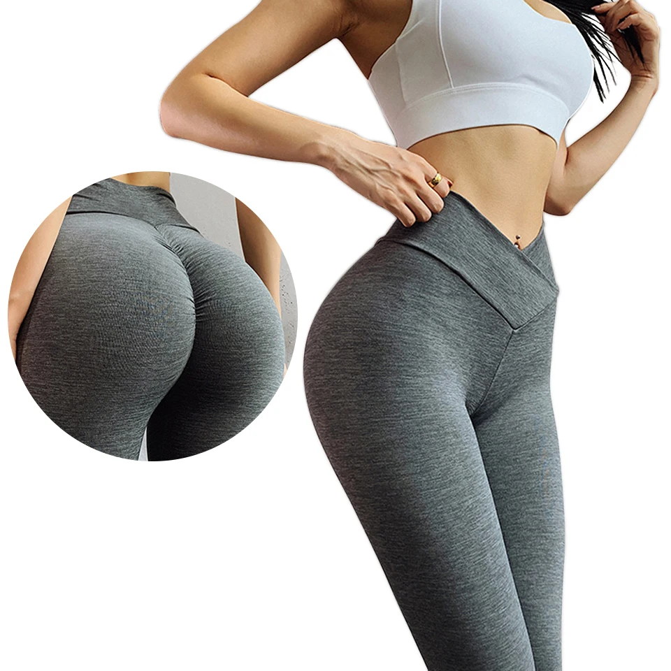 

2021 Latest Trend High waisted v shape cut knitted pants buttery scrunch butt butt liftwomens leggings yoga leggins v cut, Customized available