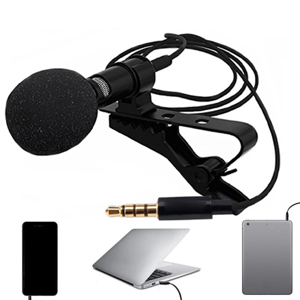 

high quality mini clip-on lapel condenser microphone mic for computer/mobile phone/ipad, Black