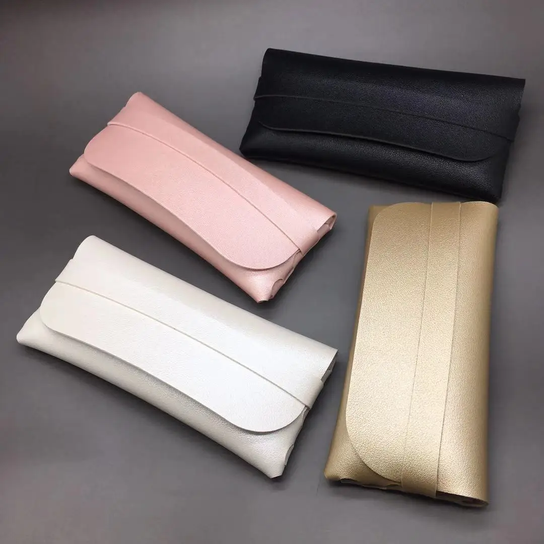 

2021 new glasses bag customized logo glasses bag eyewear box sunglasses pouch pvc fake leather case, 4 colors