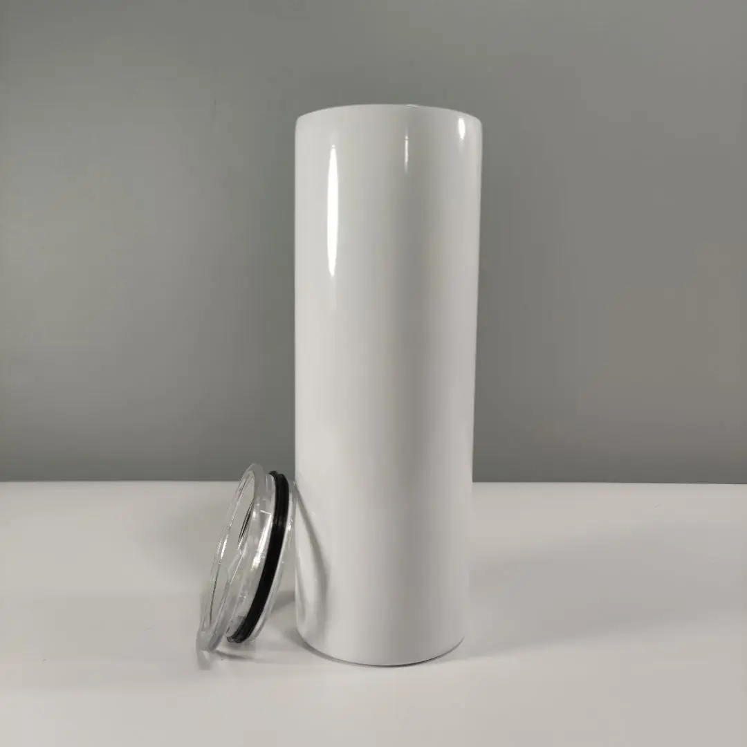 

Free shipping 20oz sublimation blanks insulated tumbler double wall stainless steel 20 oz straight skinny sublimation tumbler, White