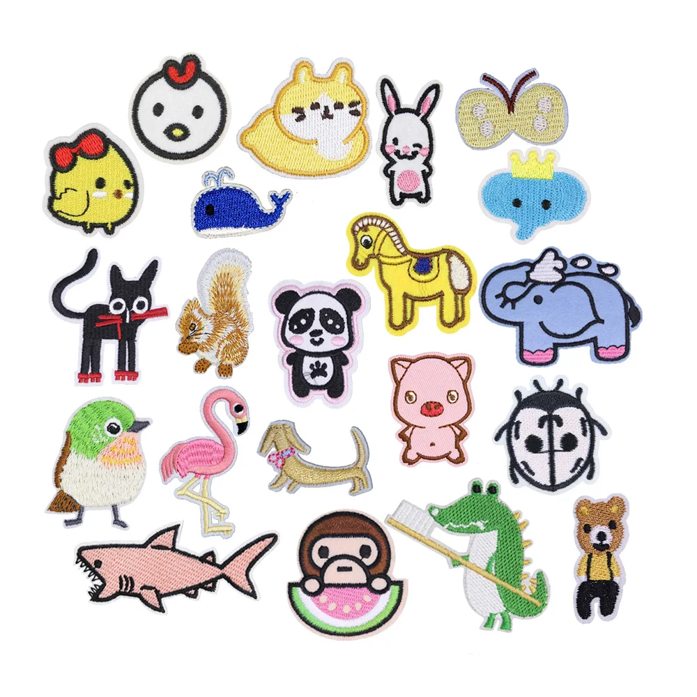 

yiwu wintop hot sale cute cartoon iron on embroidery animal patches for children clothing hats shoes