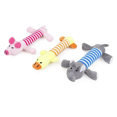 

Dog Molars Stripe Elephant Voice Toy Teddy Golden Retriever Large Dog Bite Pet Plush Toy, 3 colors