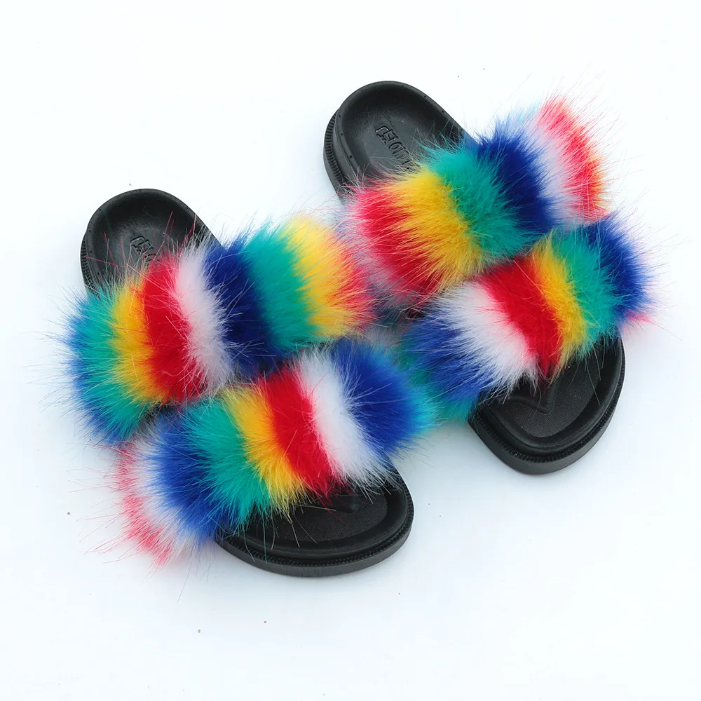 

sandals for women Wholesale Women Slippers Color fur two strap slides