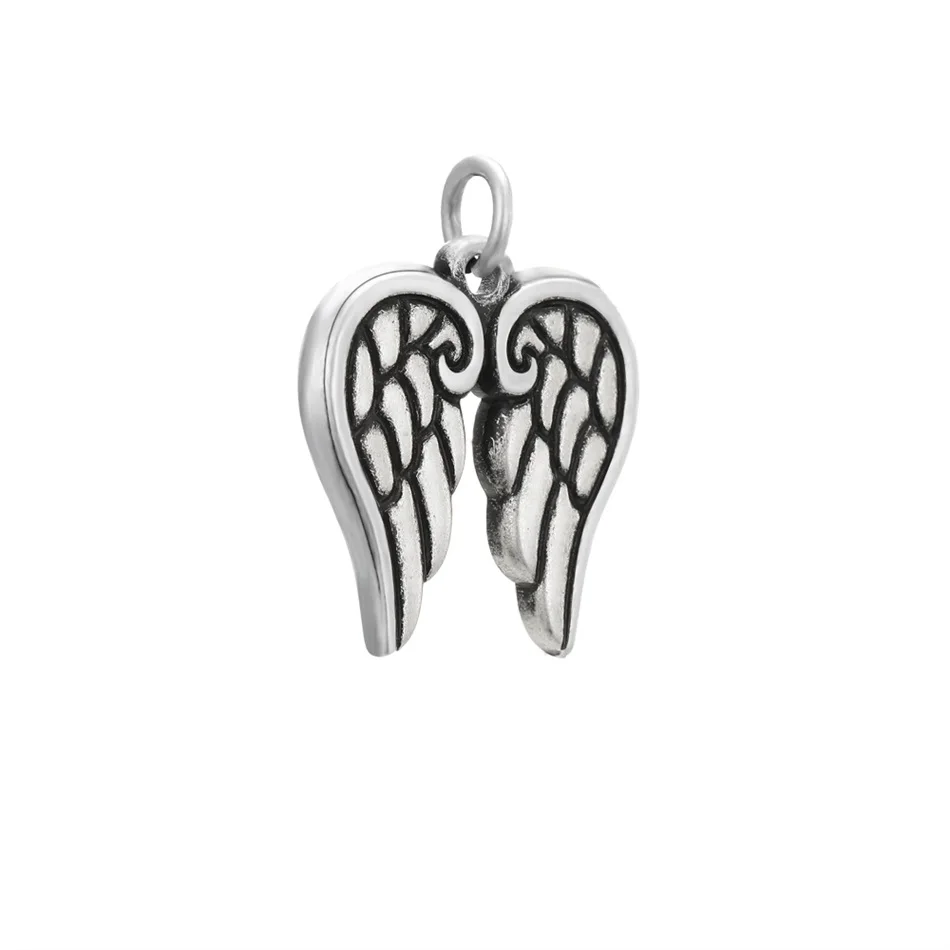 

JUJIE Stainless Steel Accessories Antique Silver Plated Pendants Angel Wings For Bracelet Necklace Jewelry Making Accessories, Silver/gold/rose gold