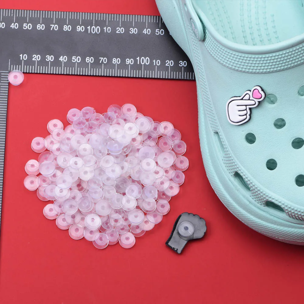 

Accept Small MOQ Ready to Ship Plastic Croc Button Transparent Shoe Charm Back Button for DIY Clog Shoe Charms