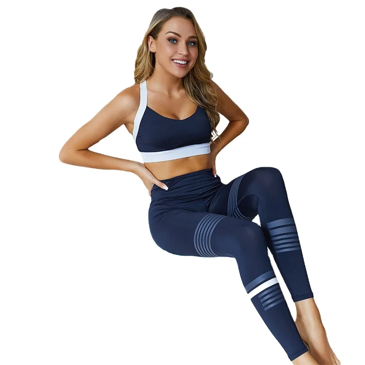 

TOPKO OEM high quality 2020 fashion women yoga wear yoga gym high waist legging flexible set, Black