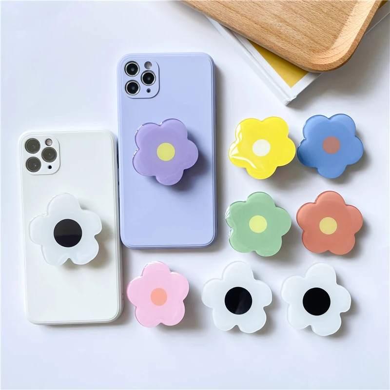 

New epoxy resin universal fresh and lovely flowers foldable bracket popular phone socket stand mobile phone holder, 7 colors