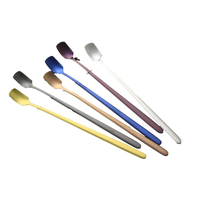 

Rose Gold Silver Gilded Stainless Steel Long Spoon Cutlery Ice Cream/Coffee/Tea/Honey/Milk Spoon Tableware, Gold/sliver