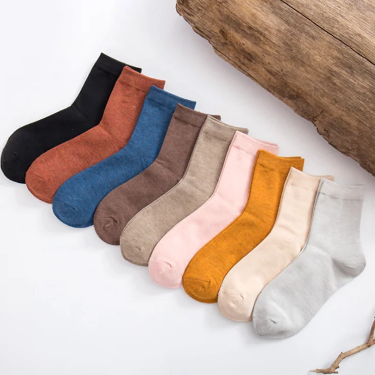 

Men and women casual socks Solid color Bamboo fiber tube plain socks, Multiple colors and other color customization