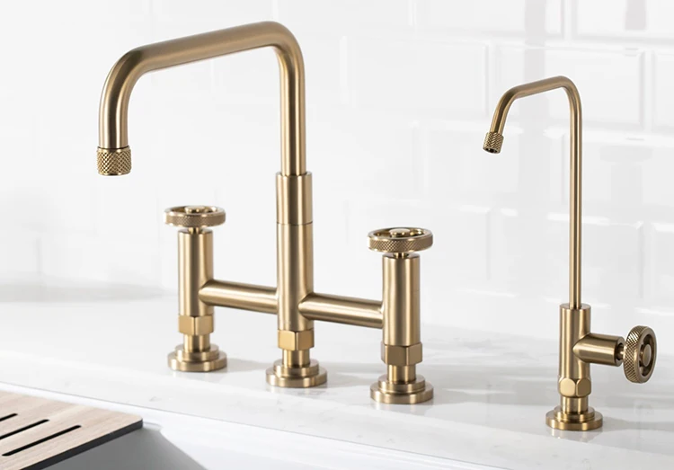 Adjustable Height Diamond Textured Handle Bridge Kitchen Sink Faucet With Side Sprayer Buy