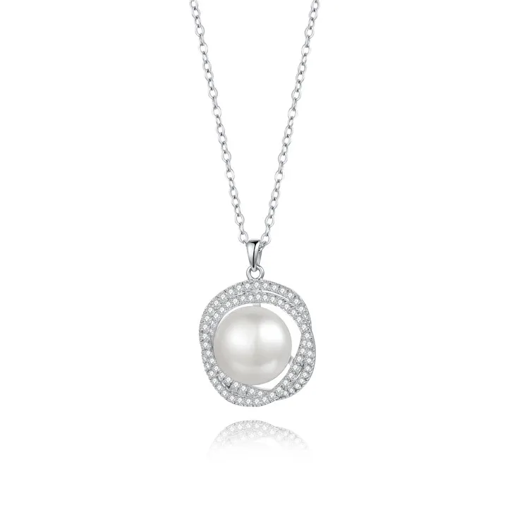 

High Quality personalized silver jewelry 925 sterling pendant pearl necklace, Gold