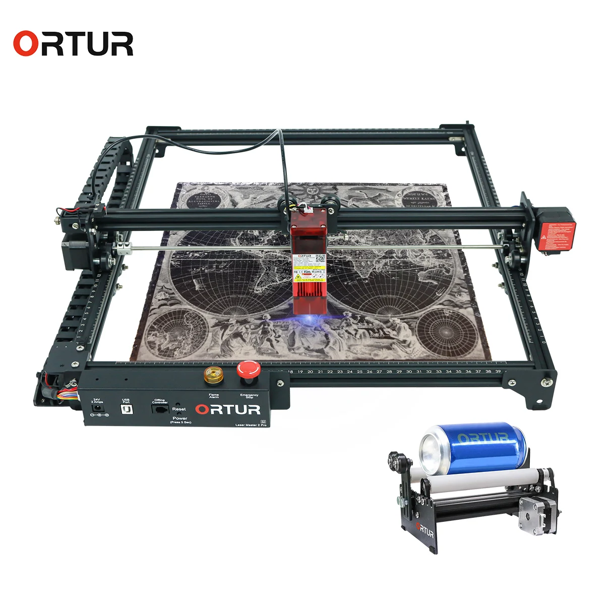 

Hot Selling ORTUR Laser Y-axis Rotary Roller Engraving Module 20W for Laser Engraving Cylindrical Objects