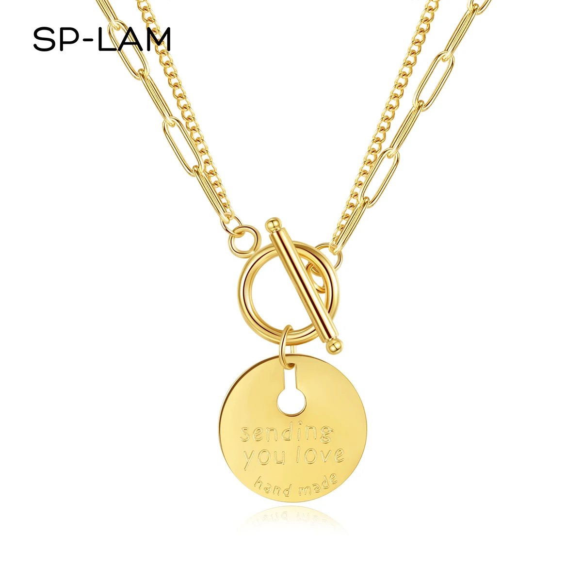 

SP-LAM Multilayer Coin Stainless Steel Link Chunky Bohemian Jewellery Woman Chain Custom Fantasy Necklace Jewelry